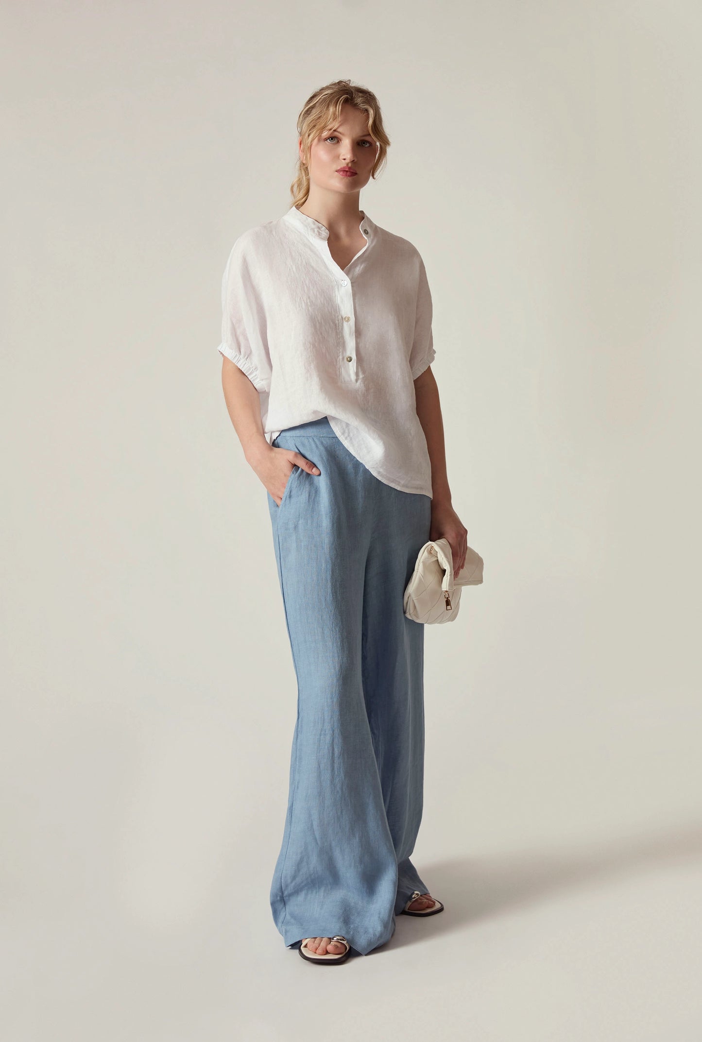 Relaxed White Linen Blouse