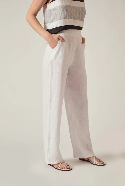 Relaxed White Linen Trousers