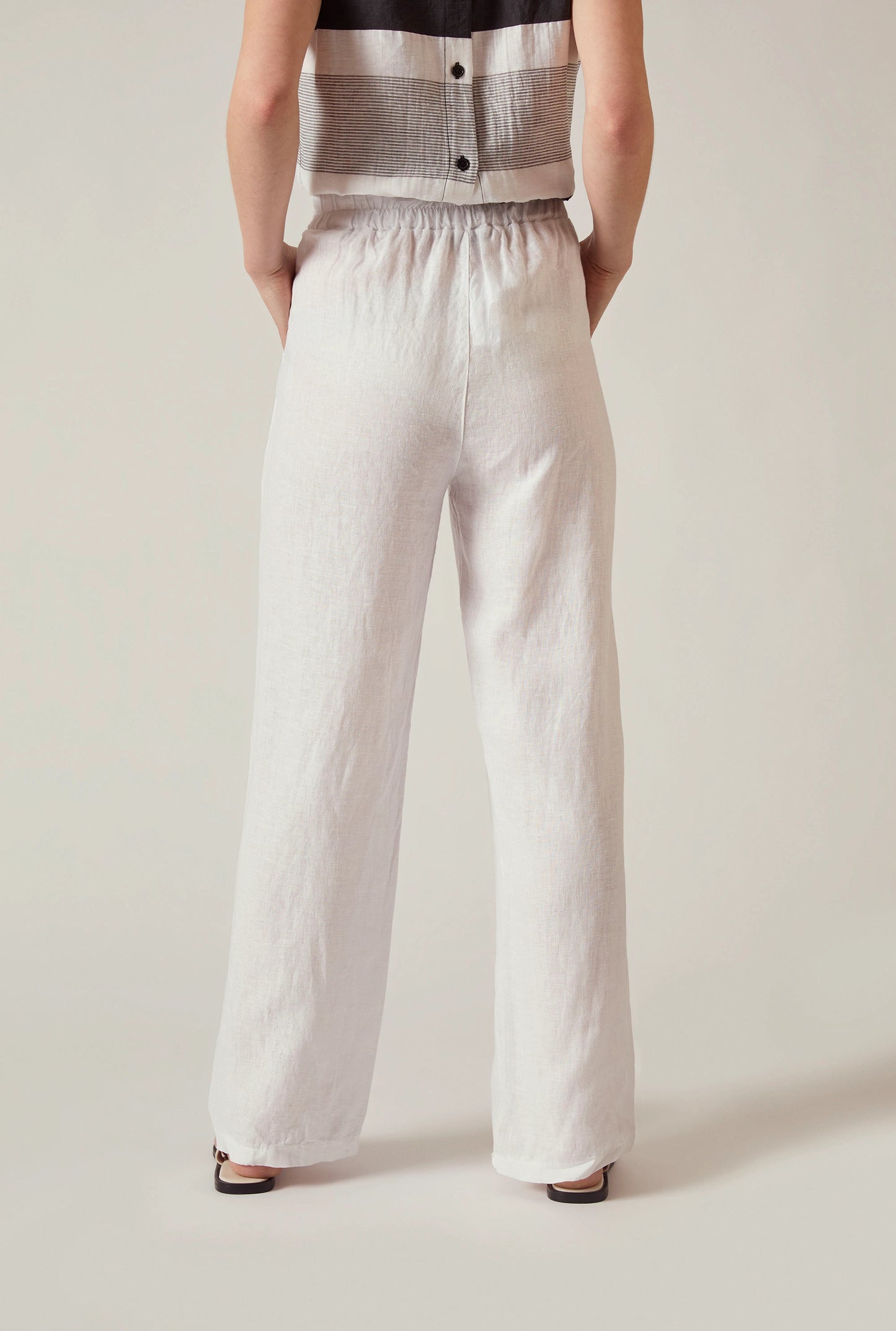 Relaxed White Linen Trousers