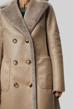 Reversible Faux Leather Coat Beige