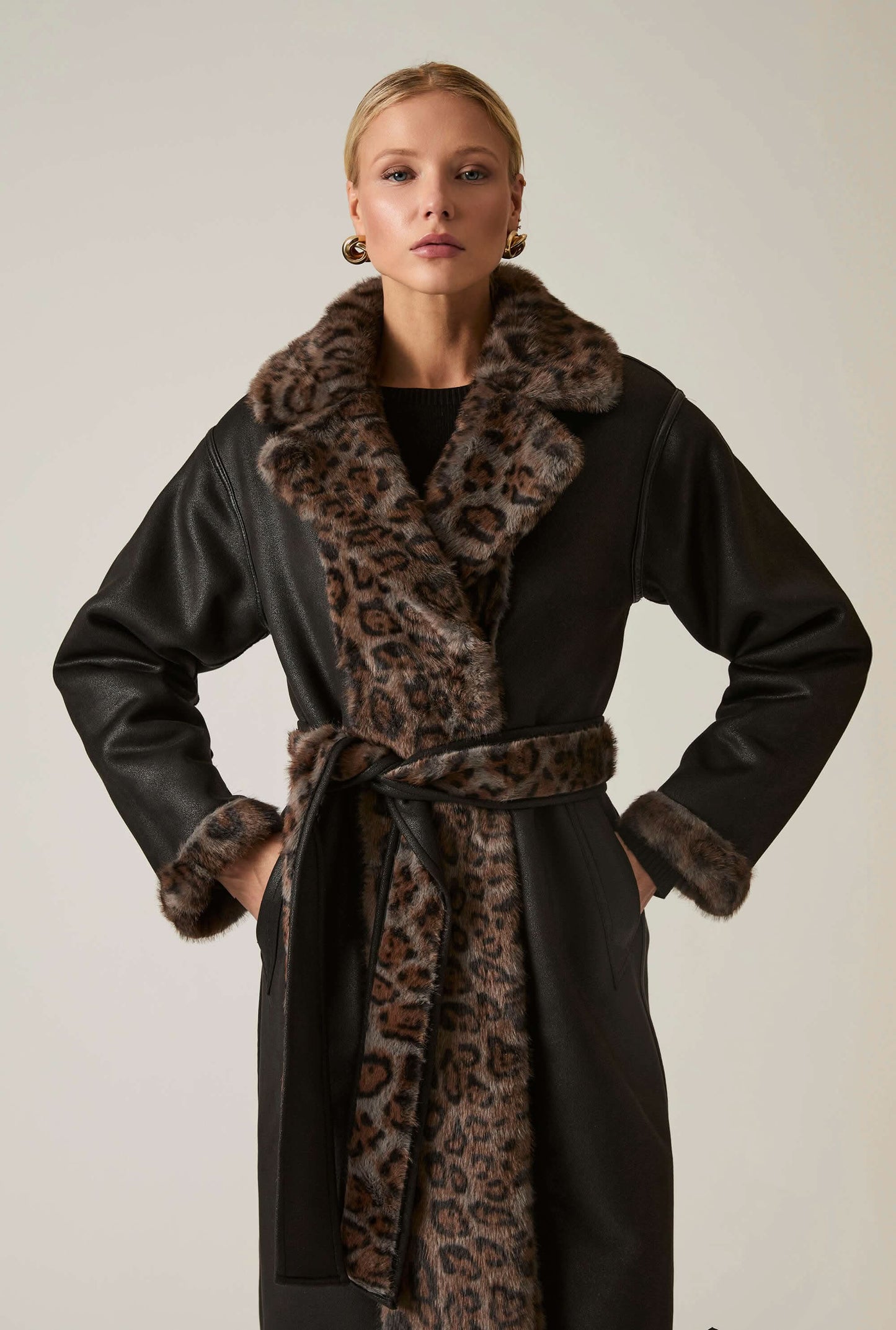 Reversible Leopard Faux Fur Coat