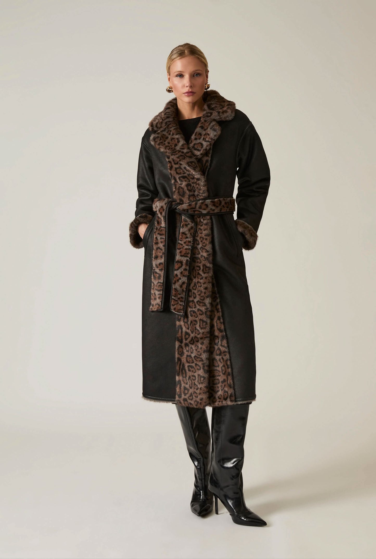Reversible Leopard Faux Fur Coat