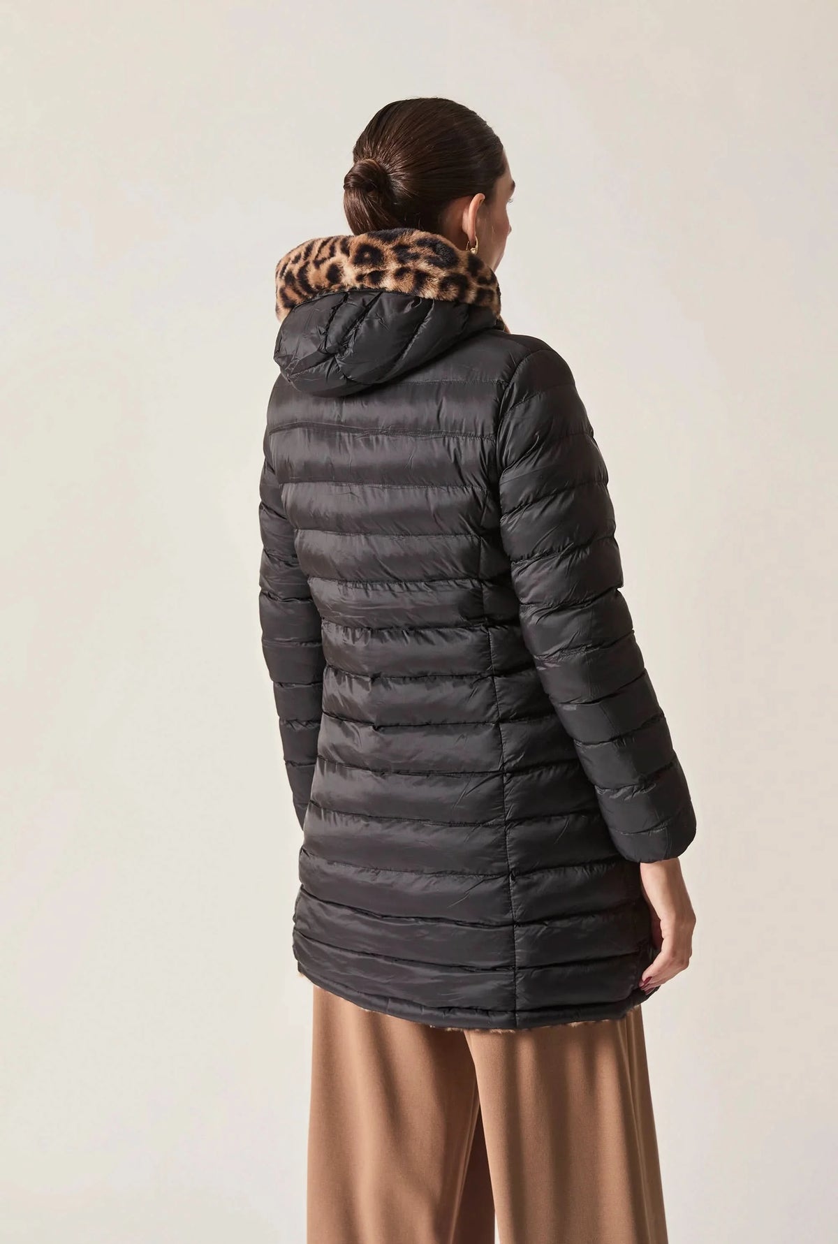 Reversible Leopard Print Hooded Coat