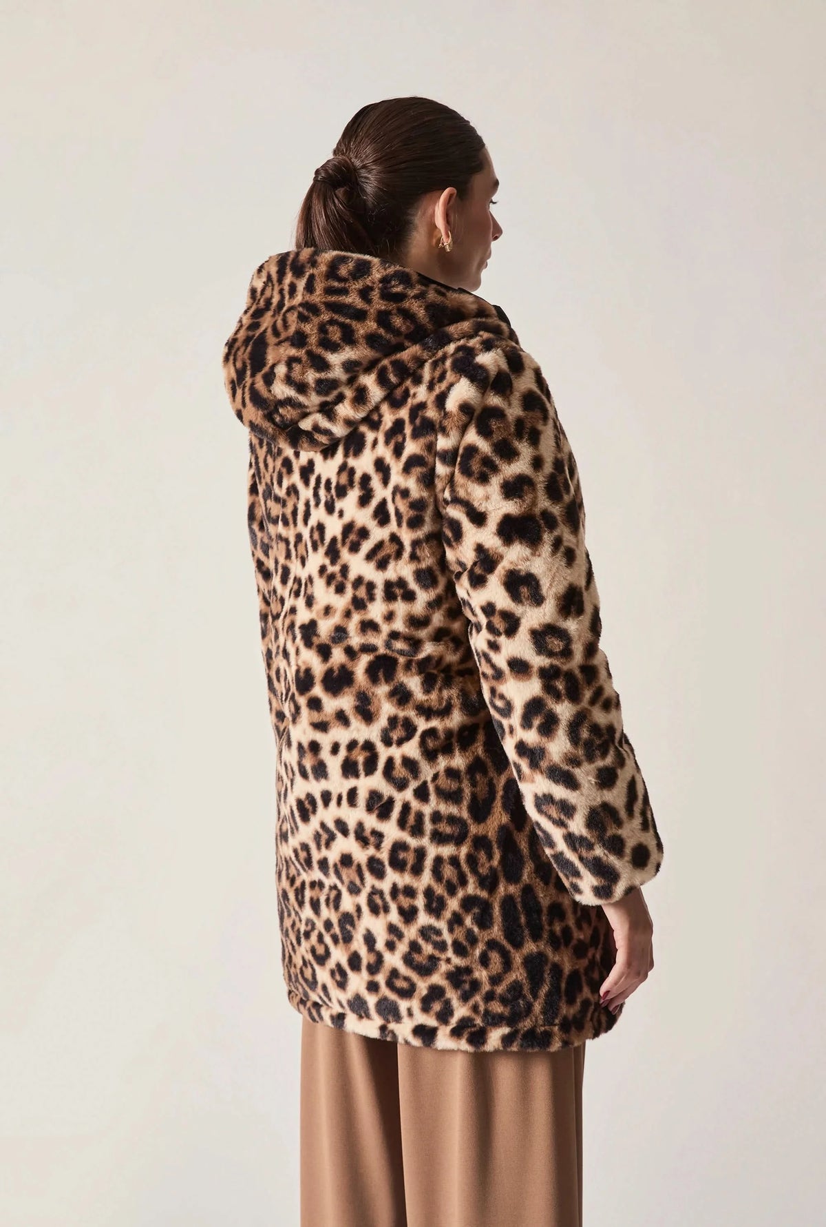 Reversible Leopard Print Hooded Coat