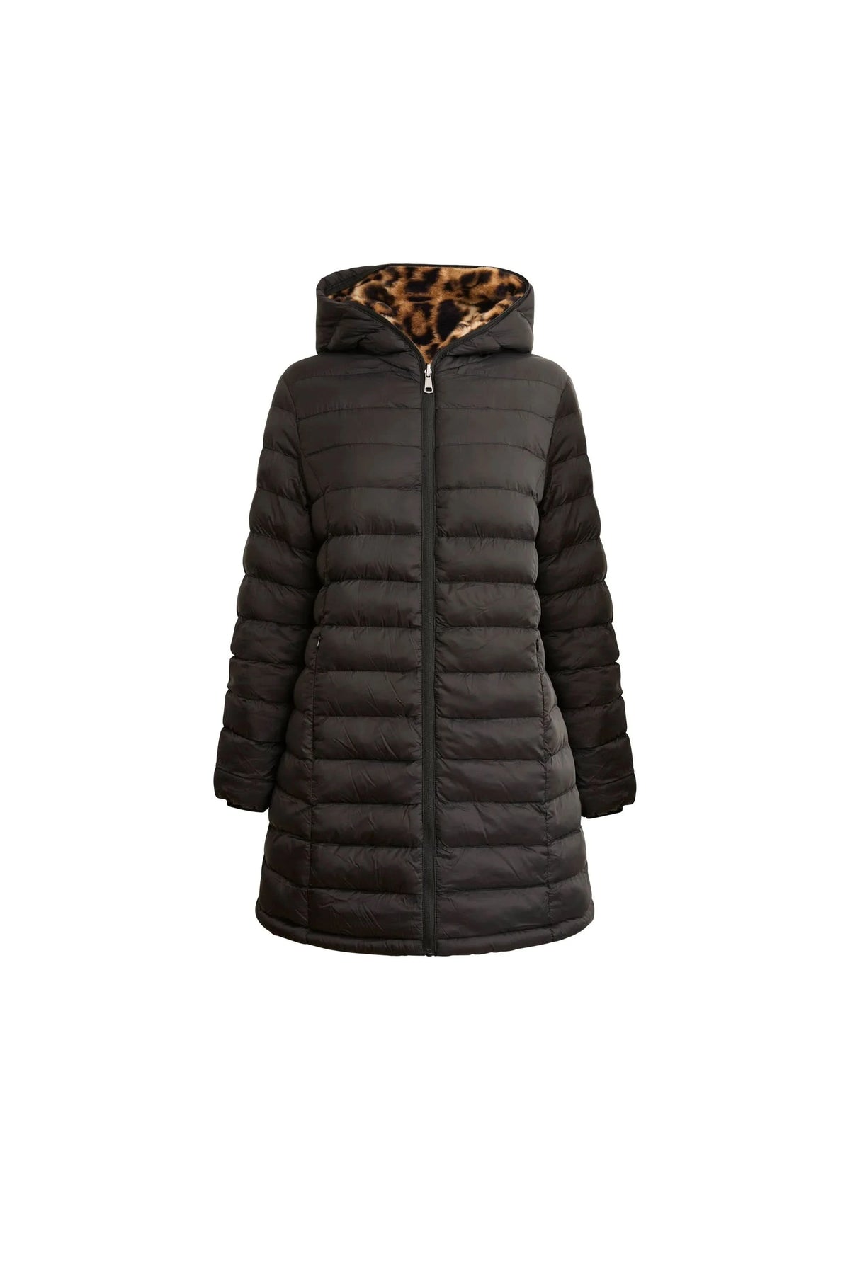 Reversible Leopard Print Hooded Coat