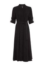 Roll Sleeve Midi Dress Black