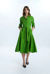 Roll Sleeve Midi Dress Green
