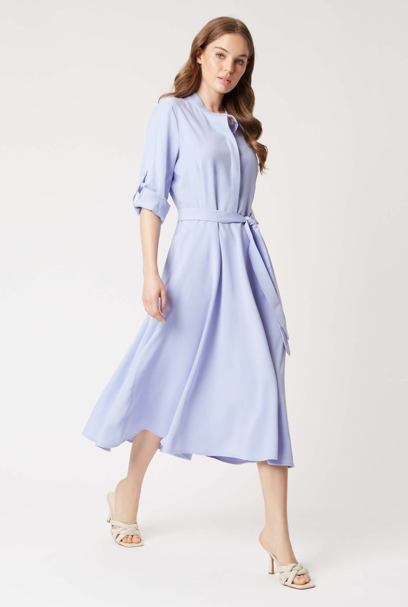 Roll Sleeve Midi Dress Lilac