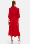 Roll Sleeve Midi Dress Red