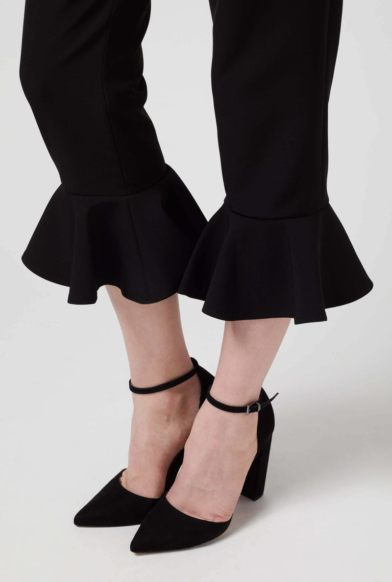 Ruched Cropped Trousers Black