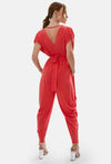 Ruched Jumpsuit Red