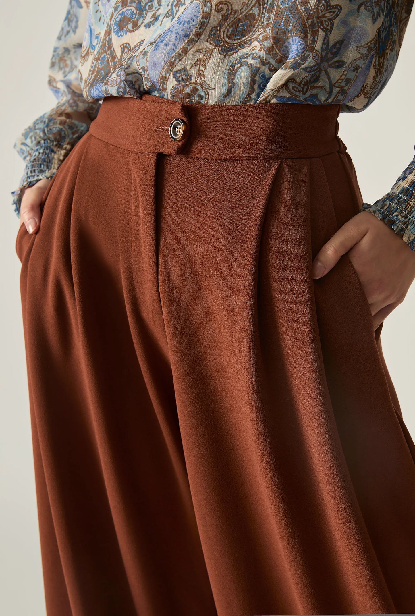 Rust Wide Leg Suit Trousers