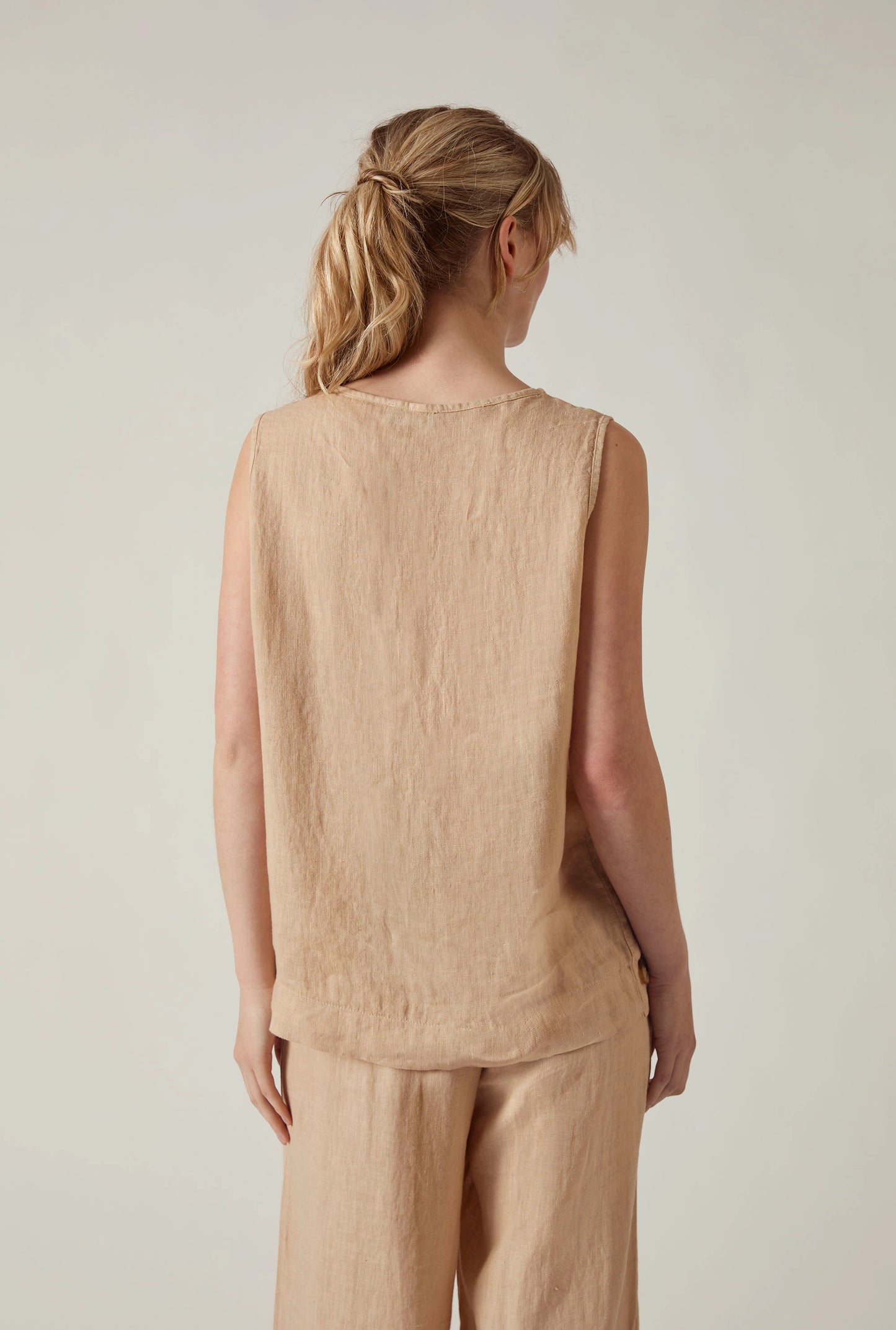 Sand Linen Sleeveless Top