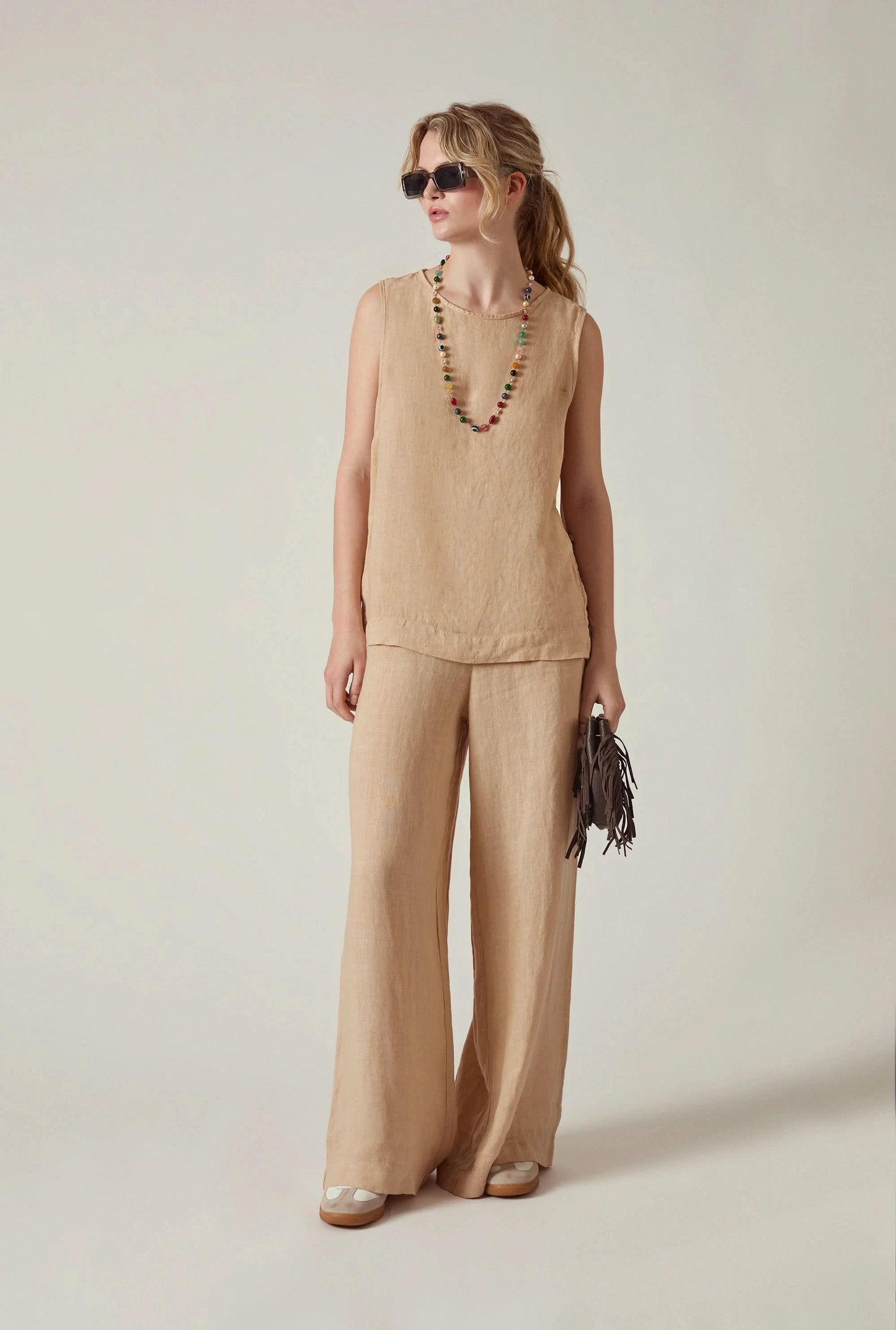 Sand Linen Sleeveless Top