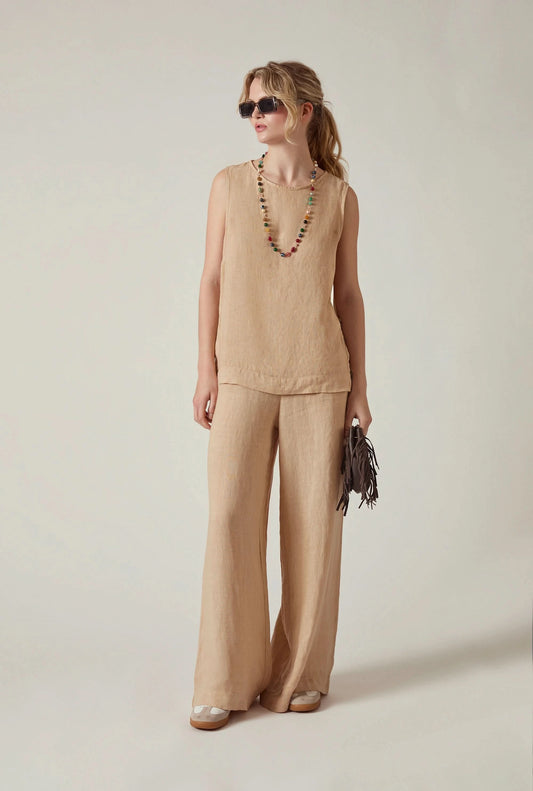 Sand Linen Sleeveless Top