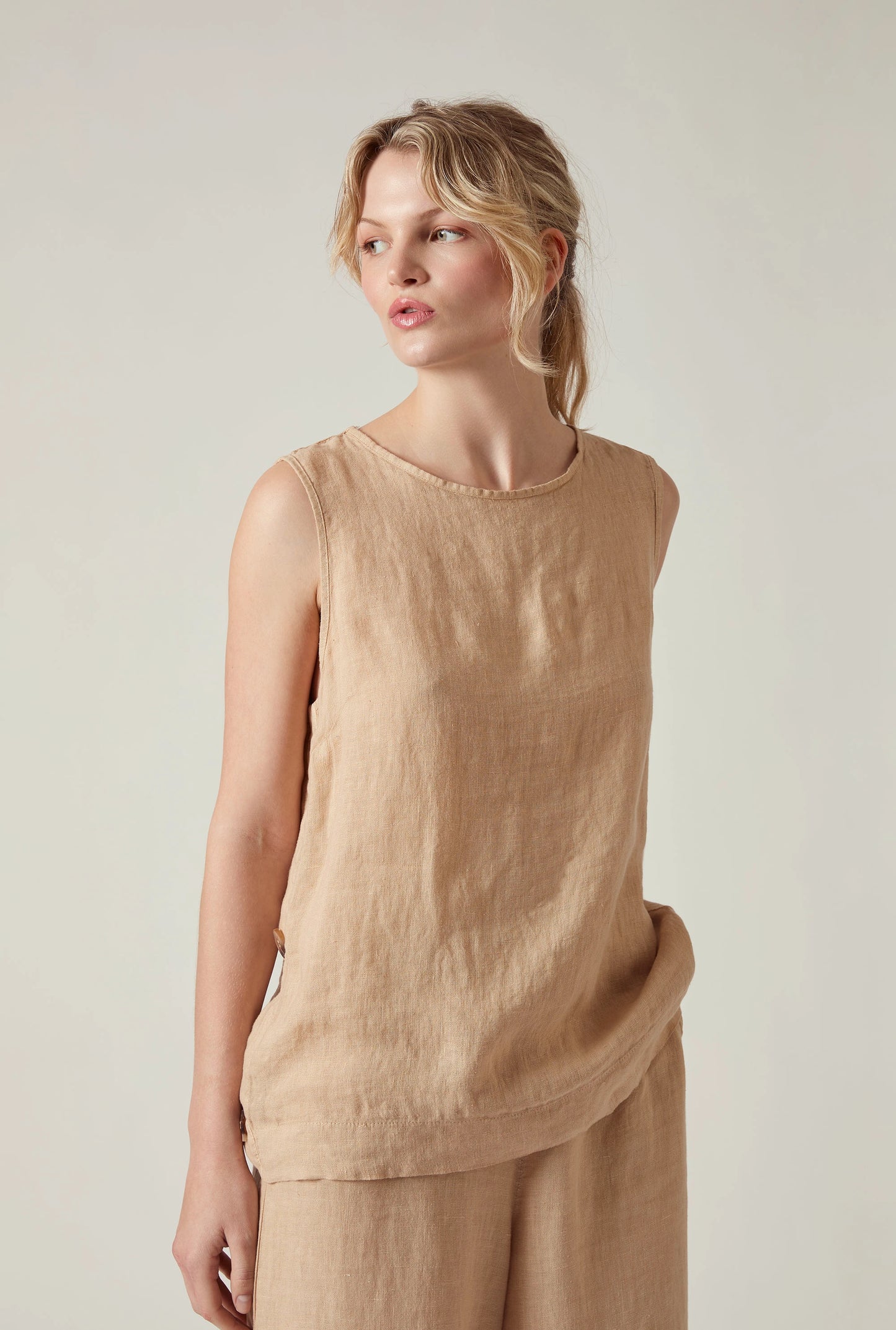 Sand Linen Sleeveless Top