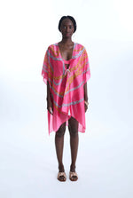 Satin Finish Chain Print Kaftan Pink