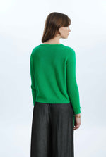 Scoop Neck Piped Edge Knit Green