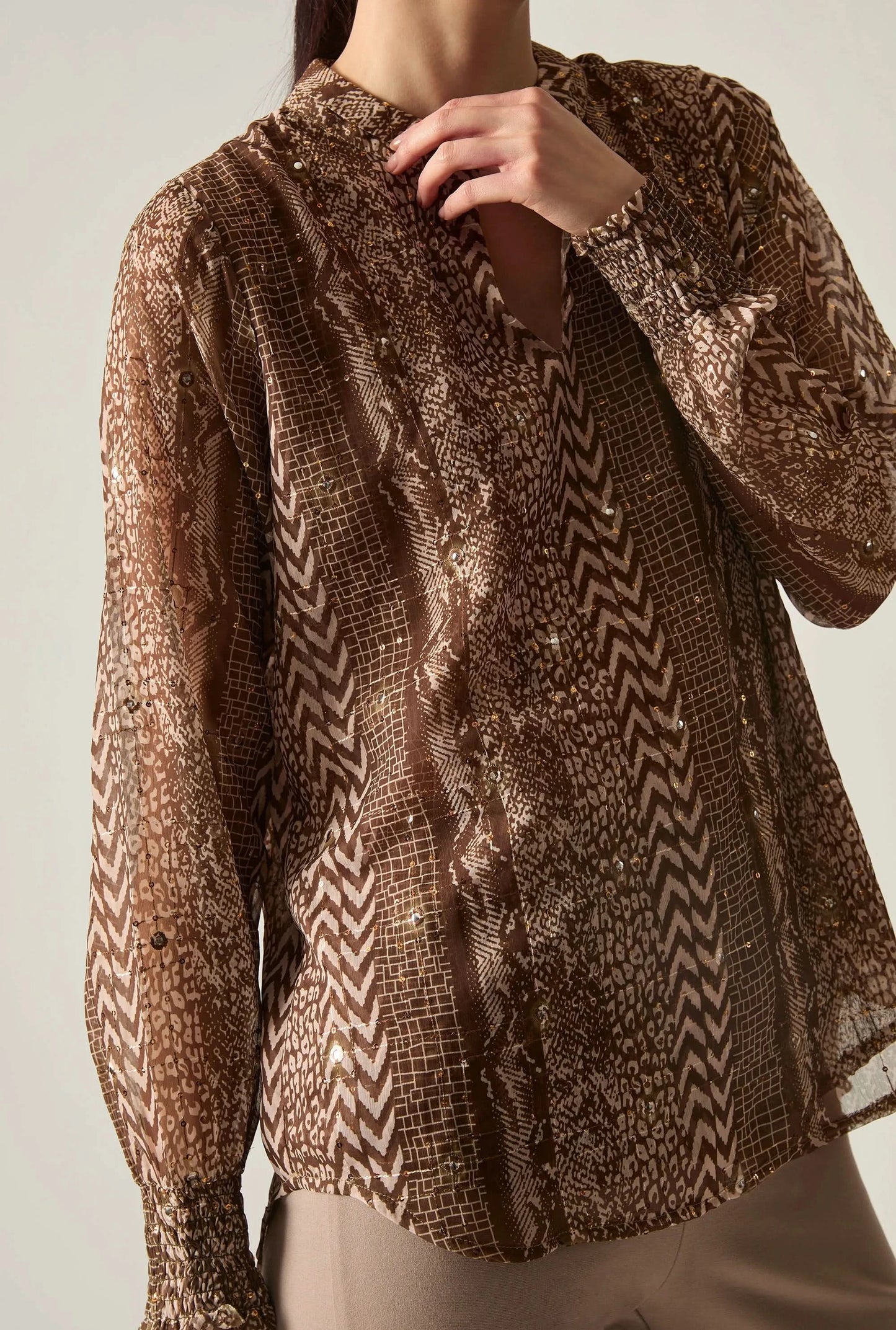 Sequin Animal Print Blouse