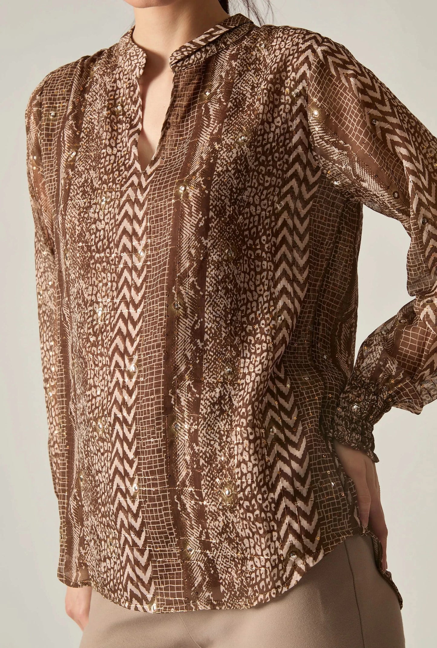Sequin Animal Print Blouse