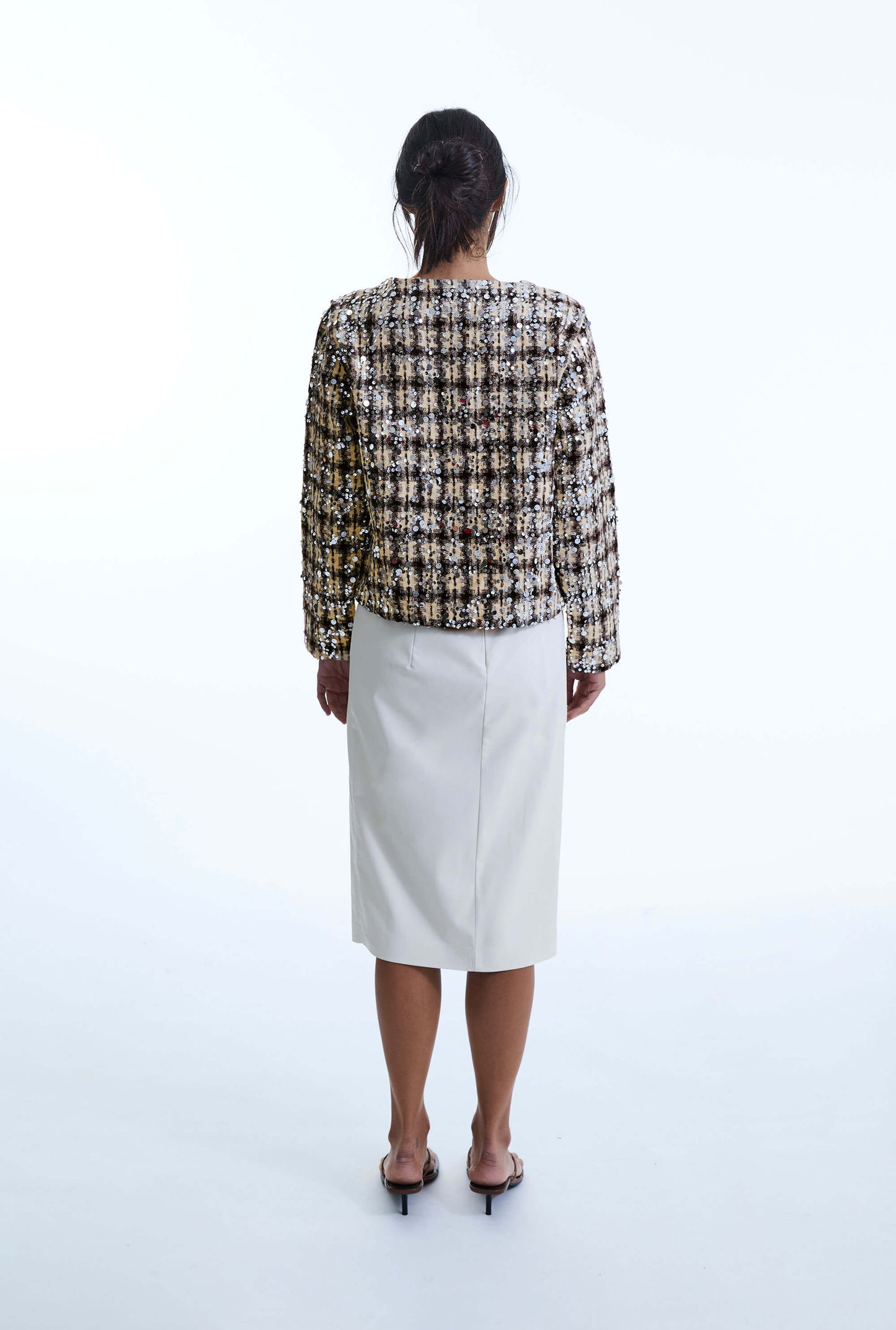 Sequin Tweed Beige Jacket