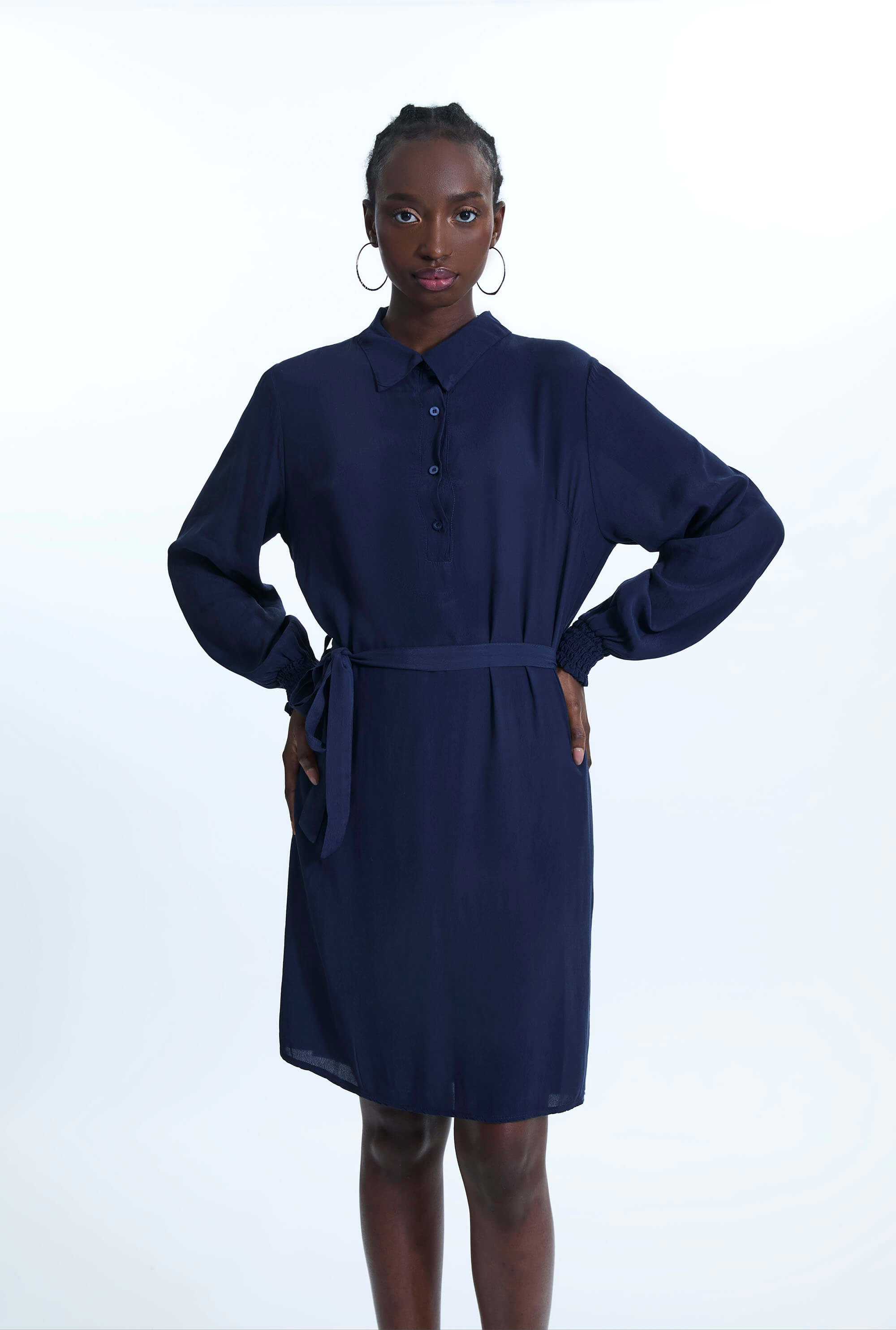 Shirt Collar Belted Dress Chic Versatile Wardrobe Staple James Lakeland