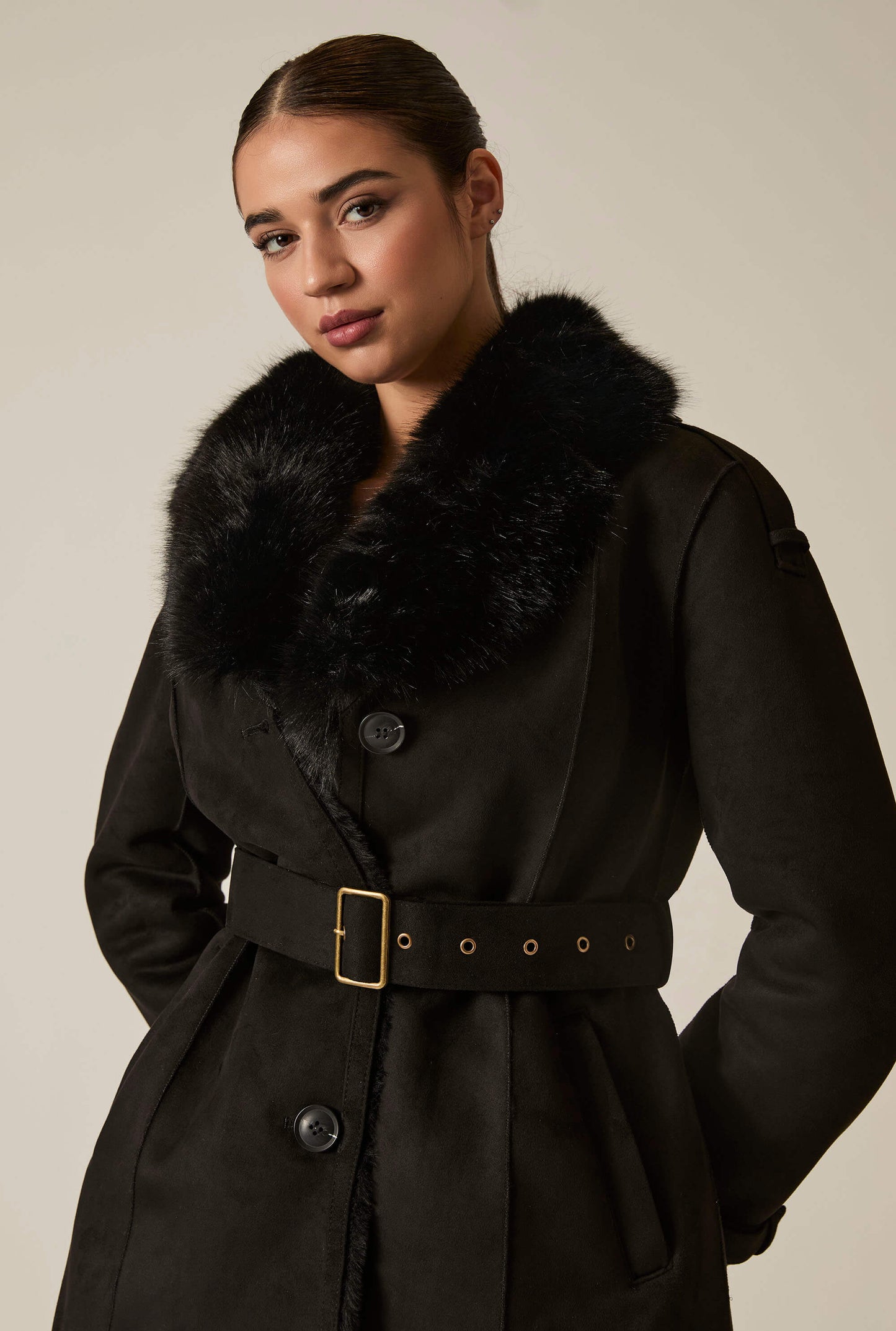 Short Faux Fur Black Coat