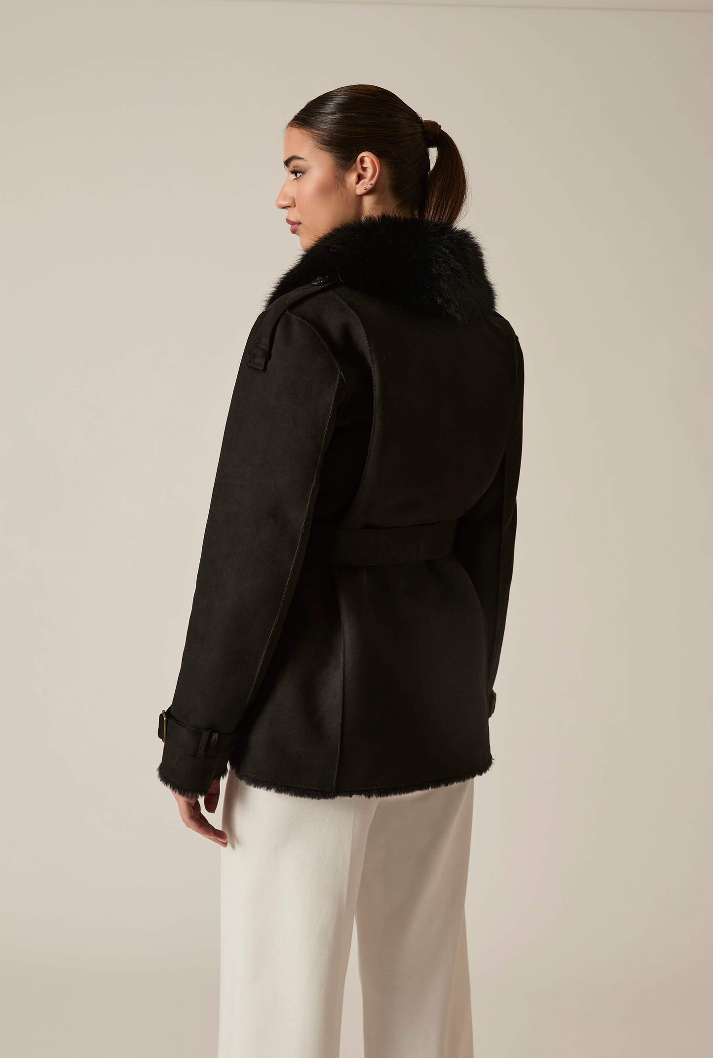 Short Faux Fur Black Coat