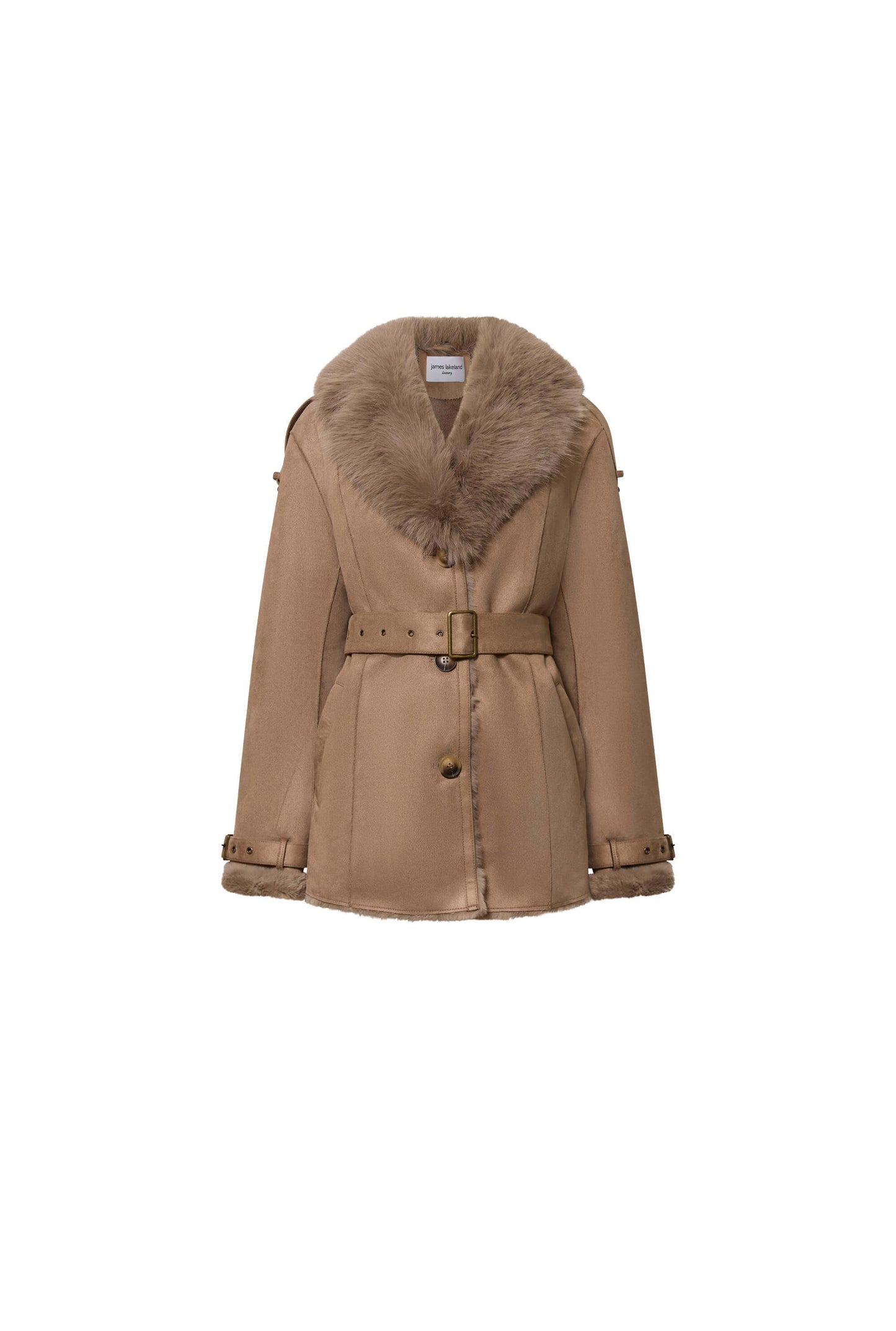 Short Faux Fur Taupe Coat