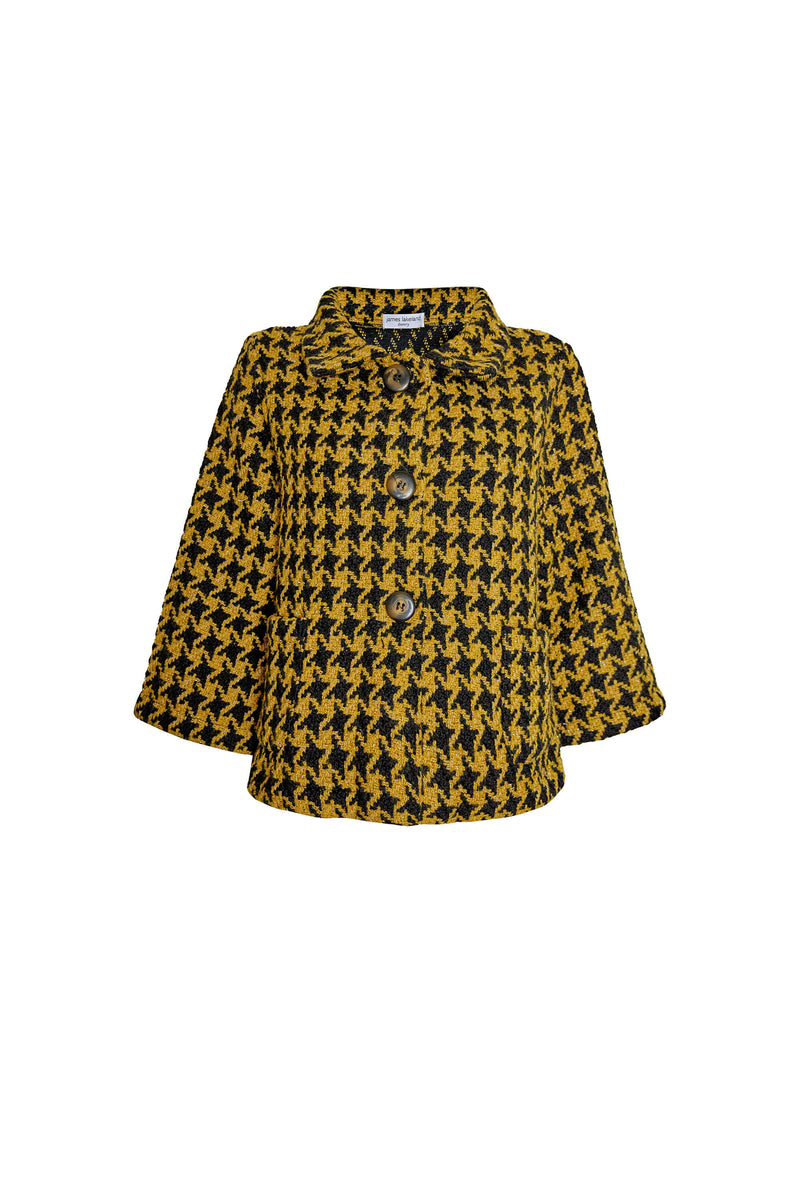 Short Houndstooth Jacket in Yellow-Black