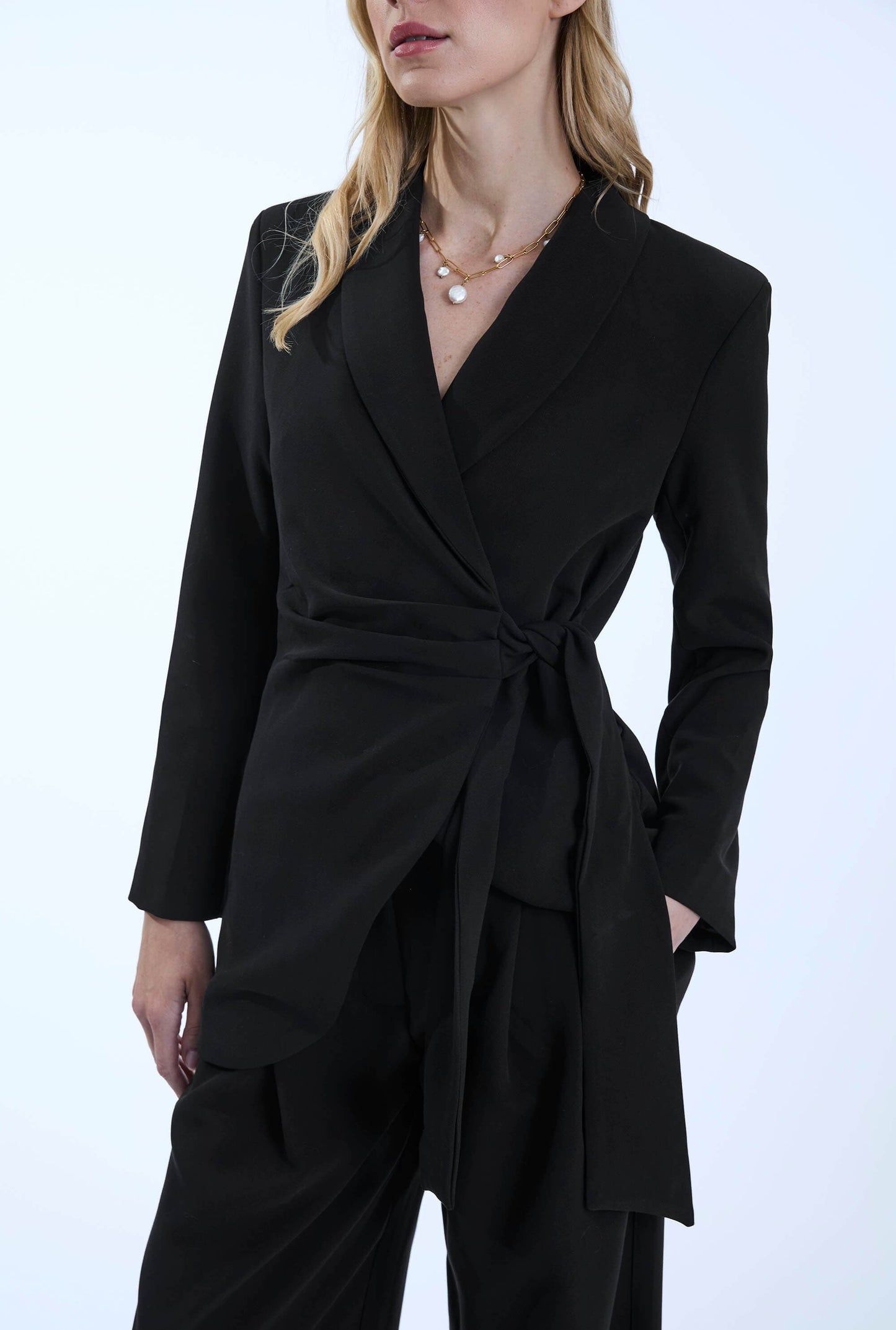 Side Black Sash Blazer