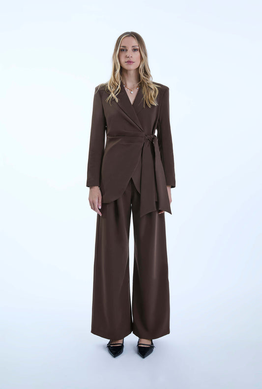 Side Brown Sash Blazer