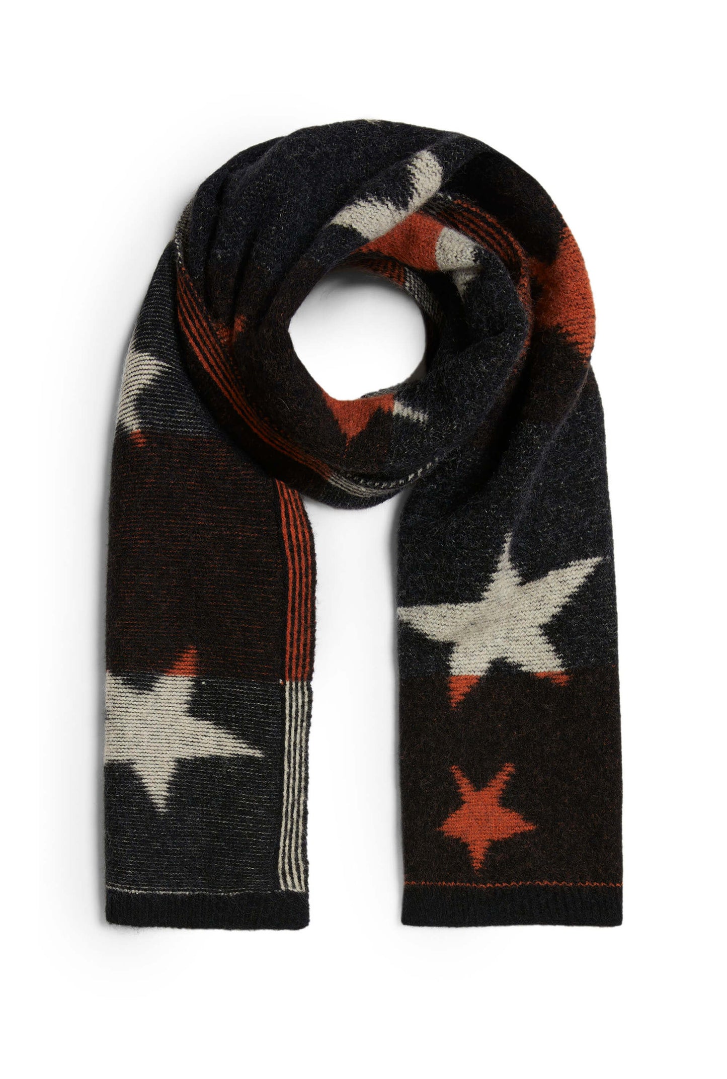 Star Detail Scarf Black-Orange