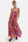 Strappy Tiered Printed Midi Dress