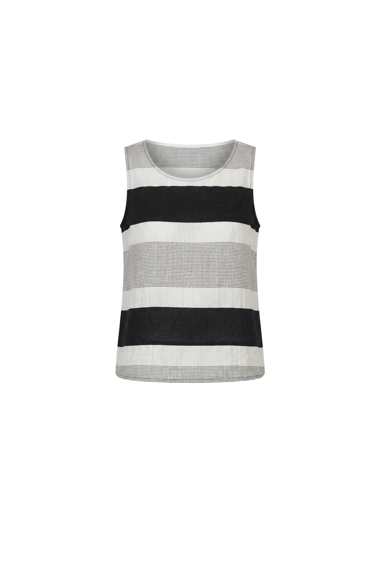 Striped Linen Blend Sleeveless Button-Back Top
