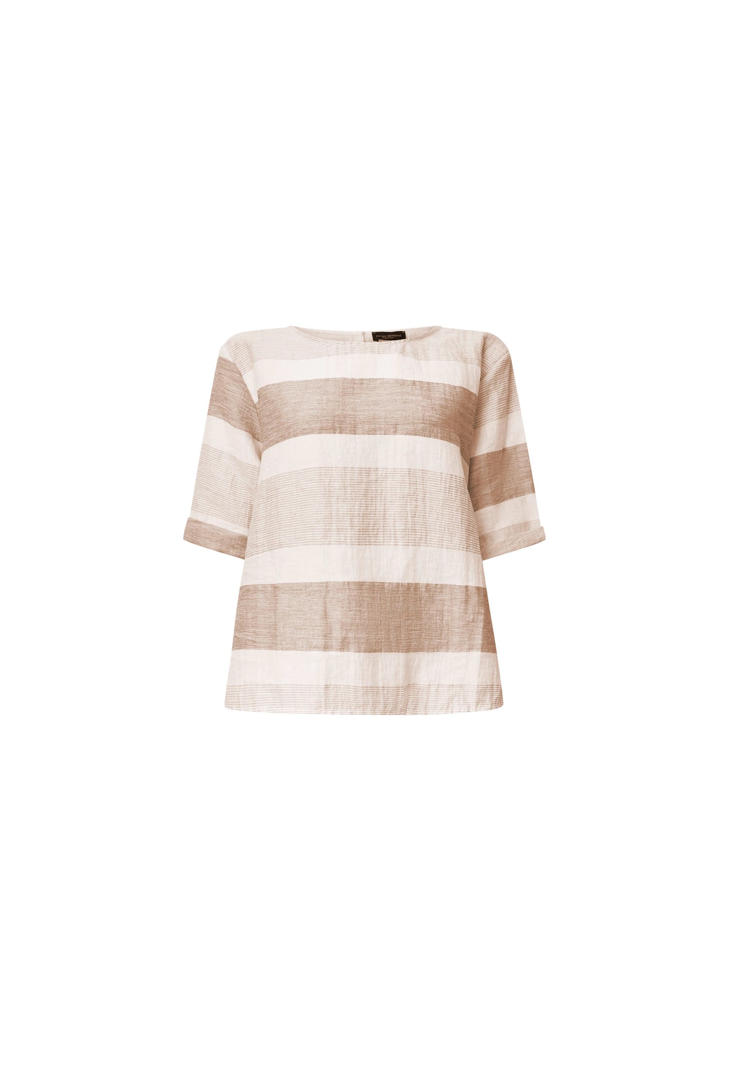 Striped Linen Blend Button-Back Top