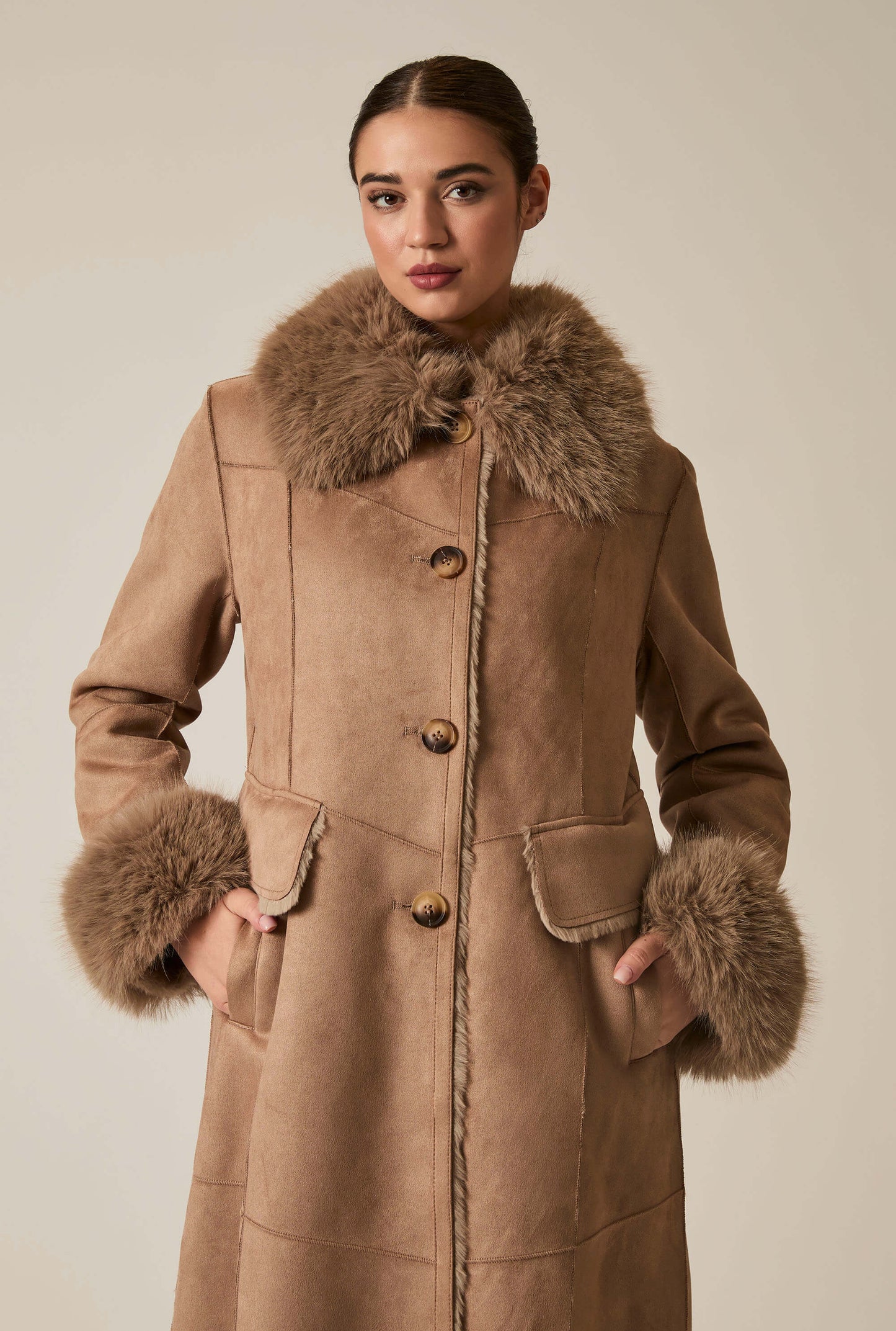 Taupe Faux Fur Coat
