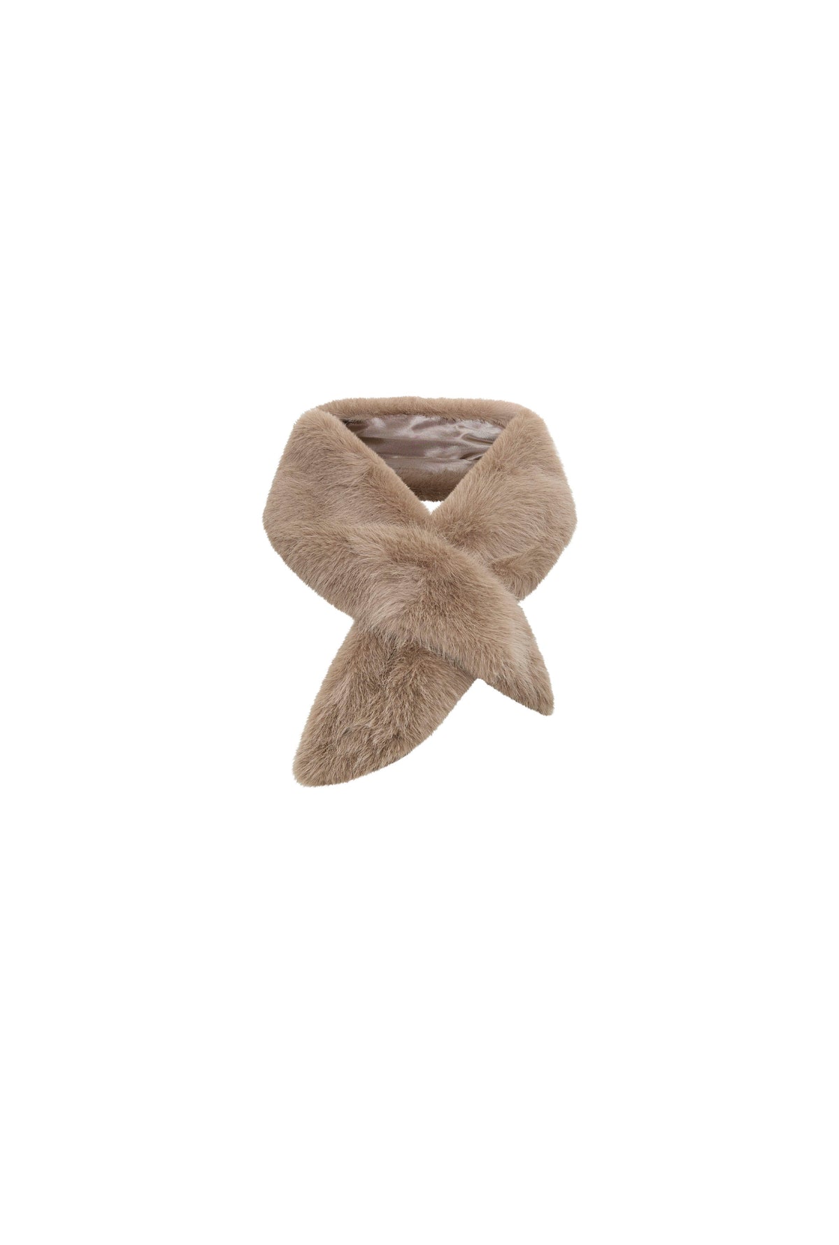 Taupe Faux Fur Loop-Through Scarf