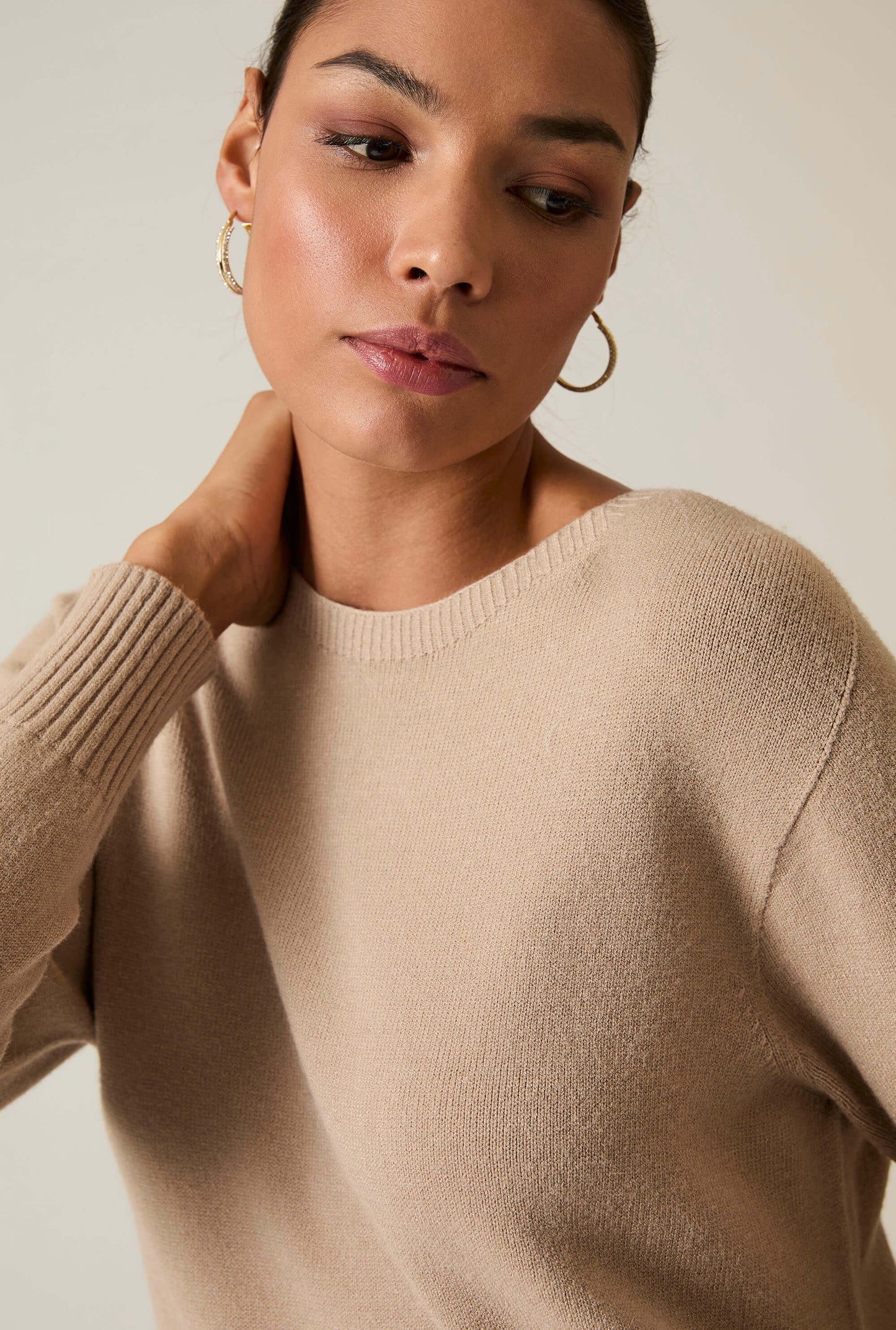 Taupe Knitted Midi Dress