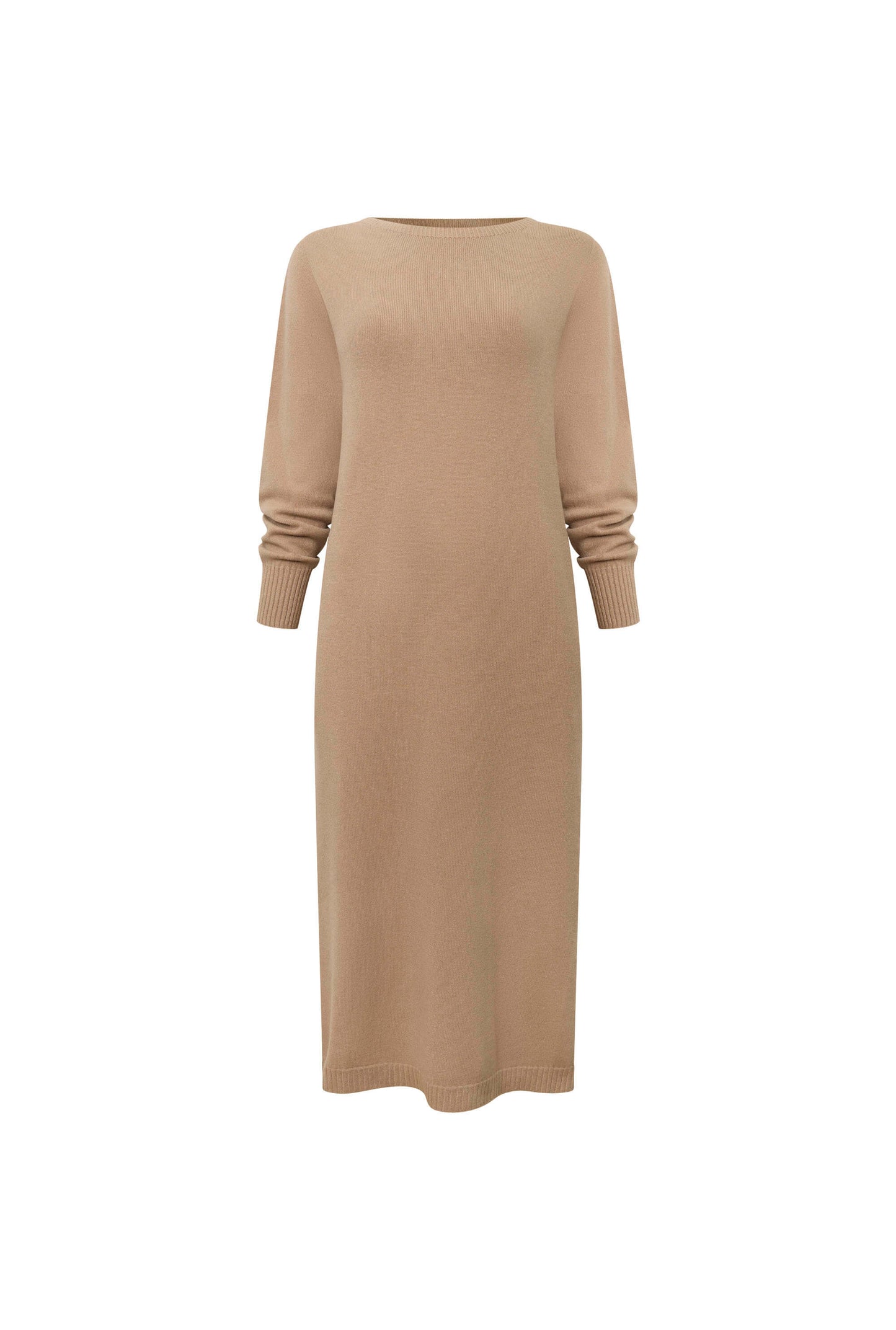 Taupe Knitted Midi Dress