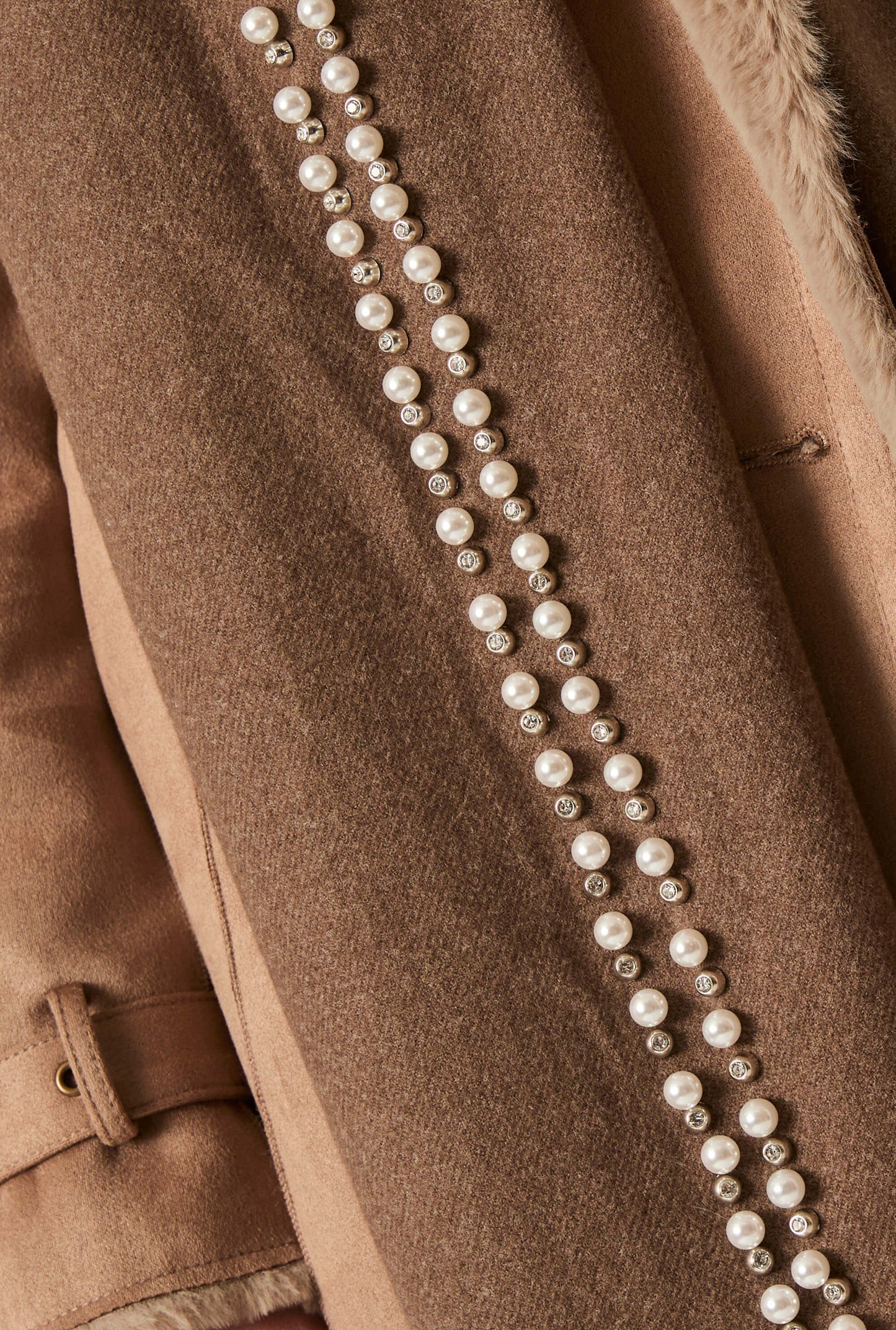 Taupe Pearl Detail Scarf