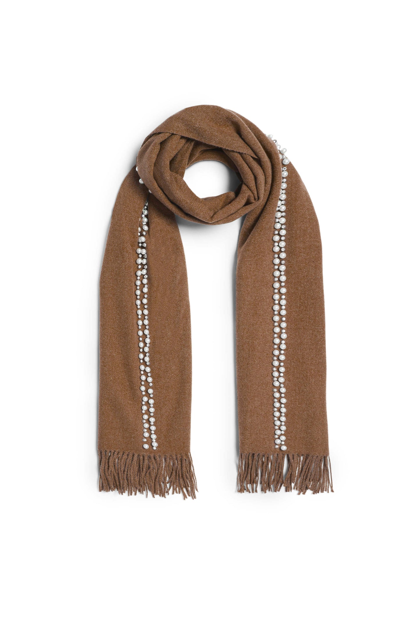 Taupe Pearl Detail Scarf