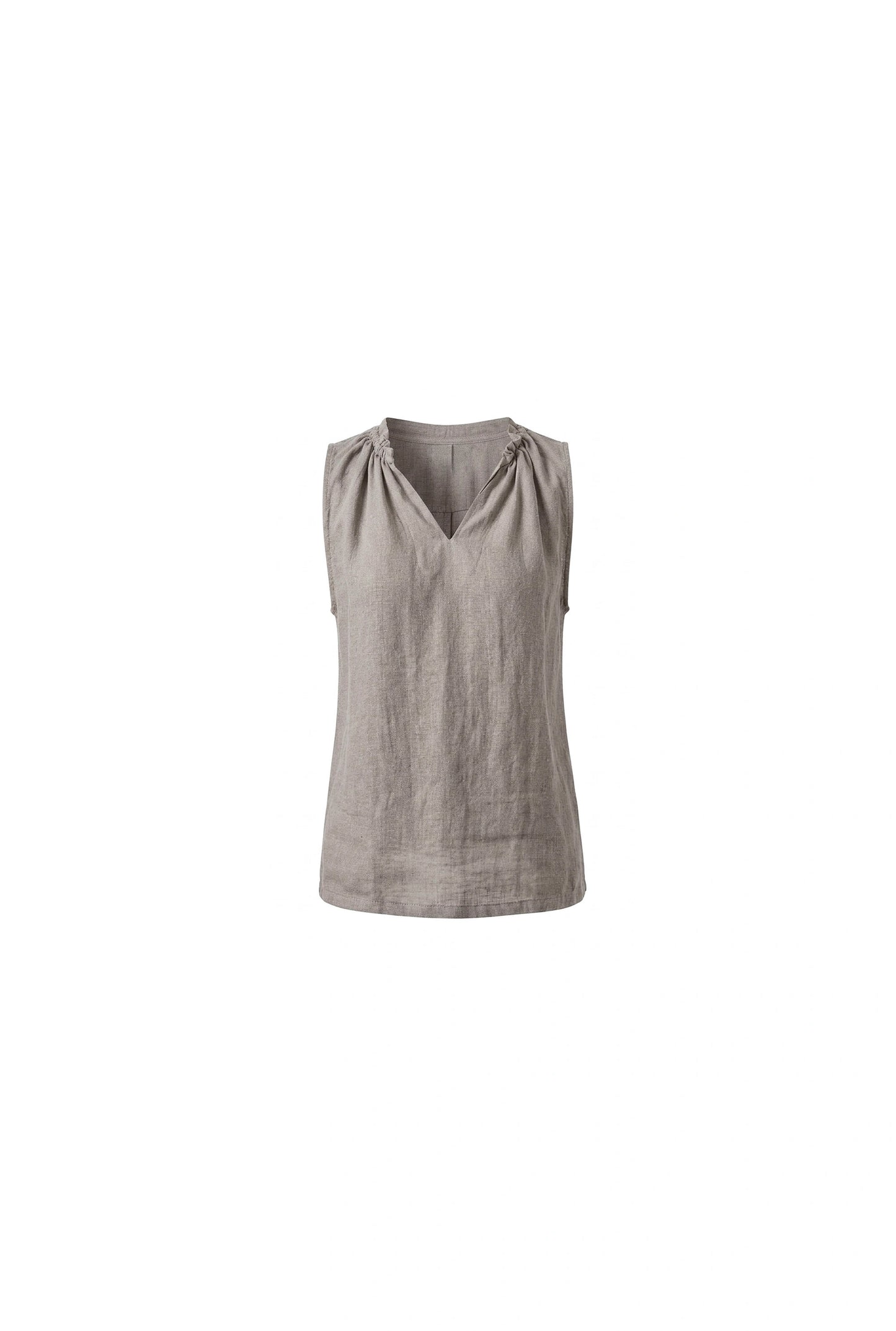 Taupe Pure Linen Sleeveless Top