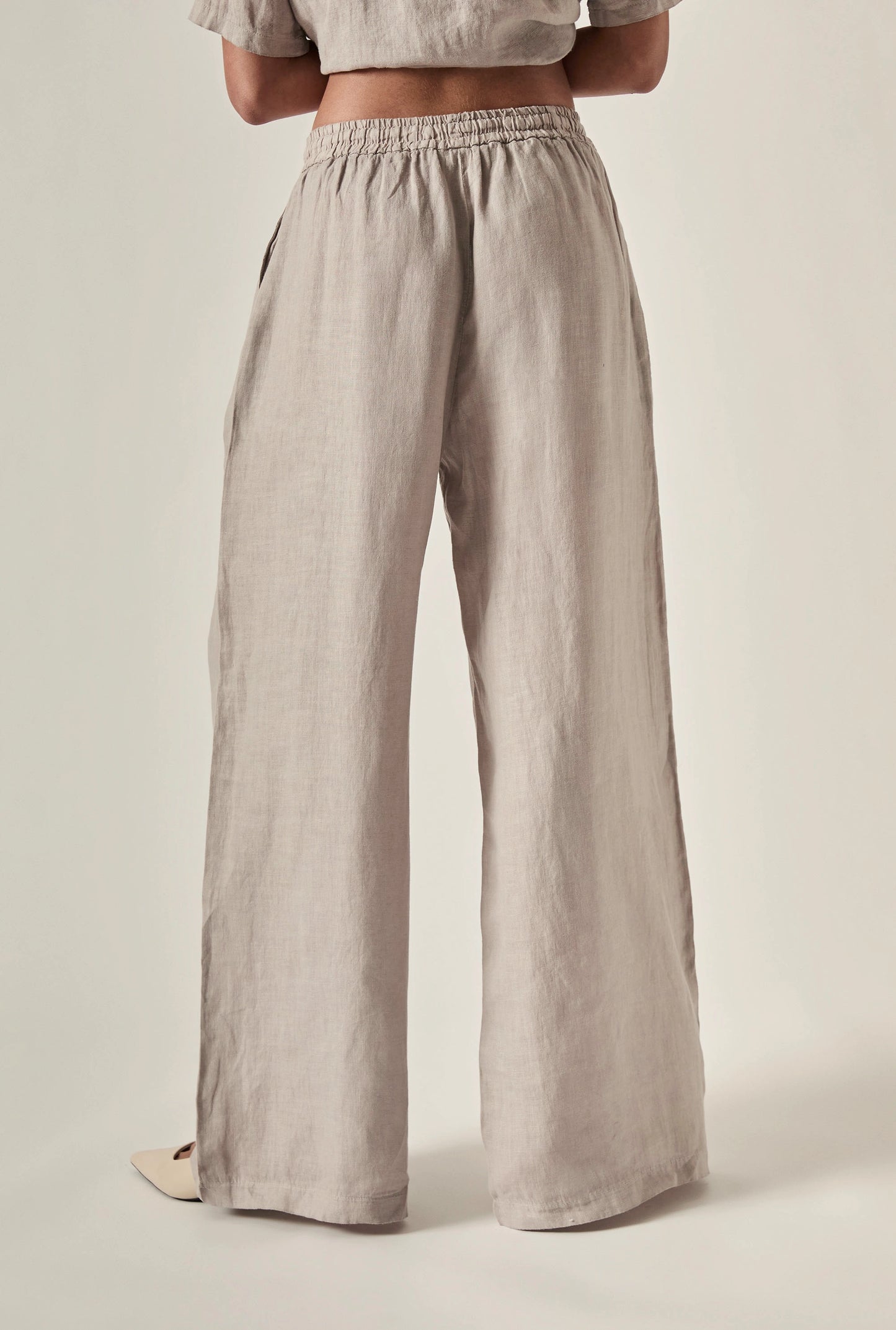 Taupe Pure Linen Trousers