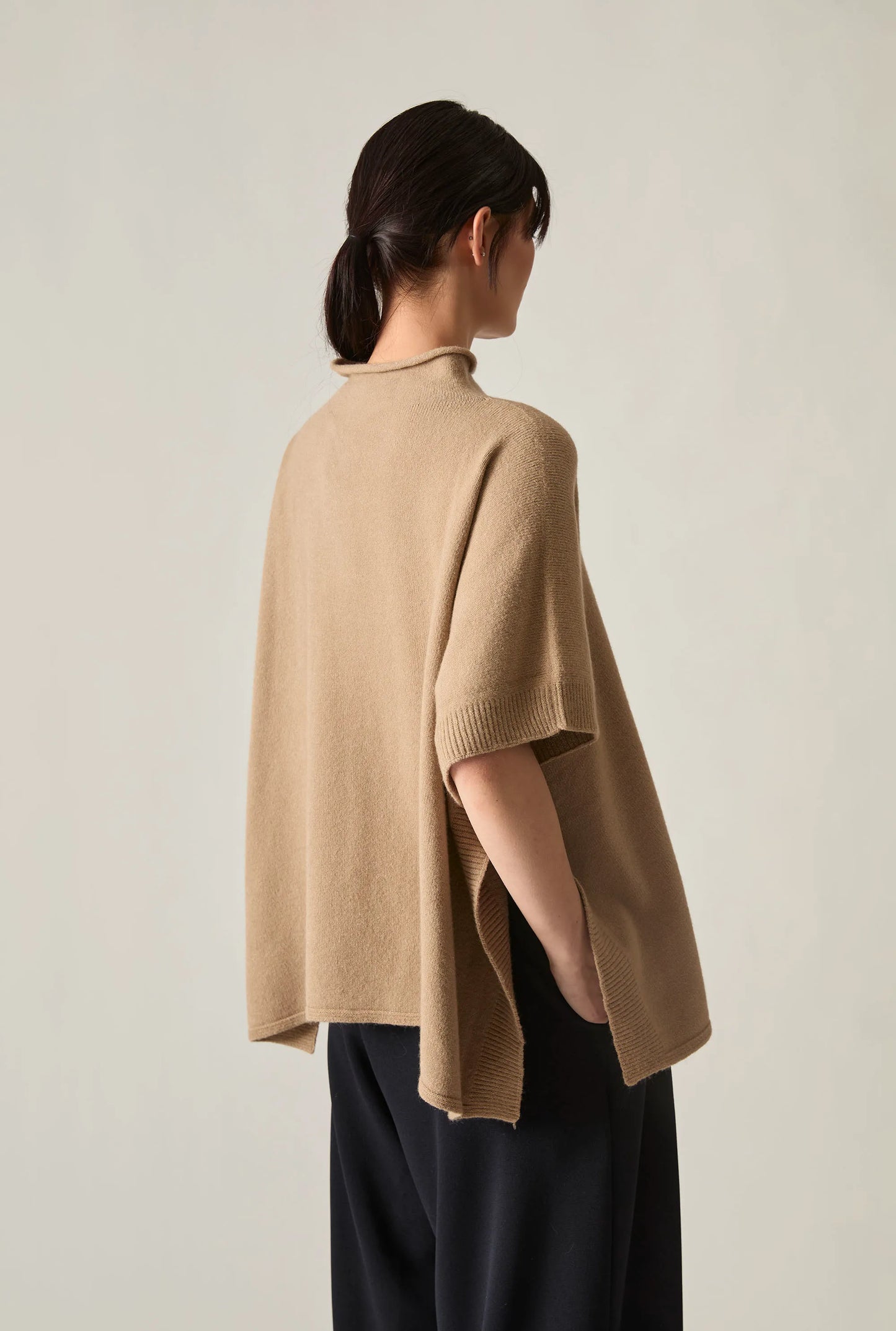 Taupe Side Button Poncho