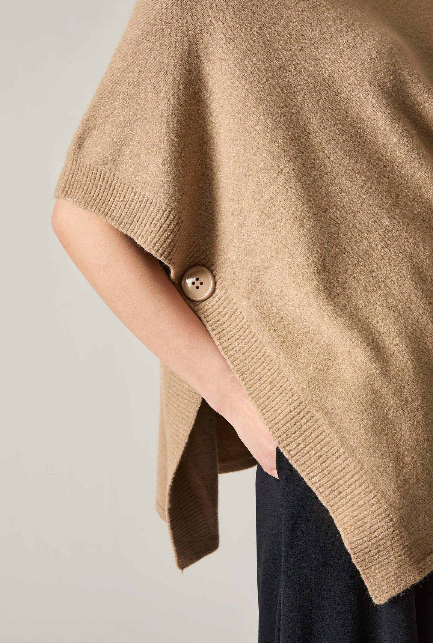 Taupe Side Button Poncho