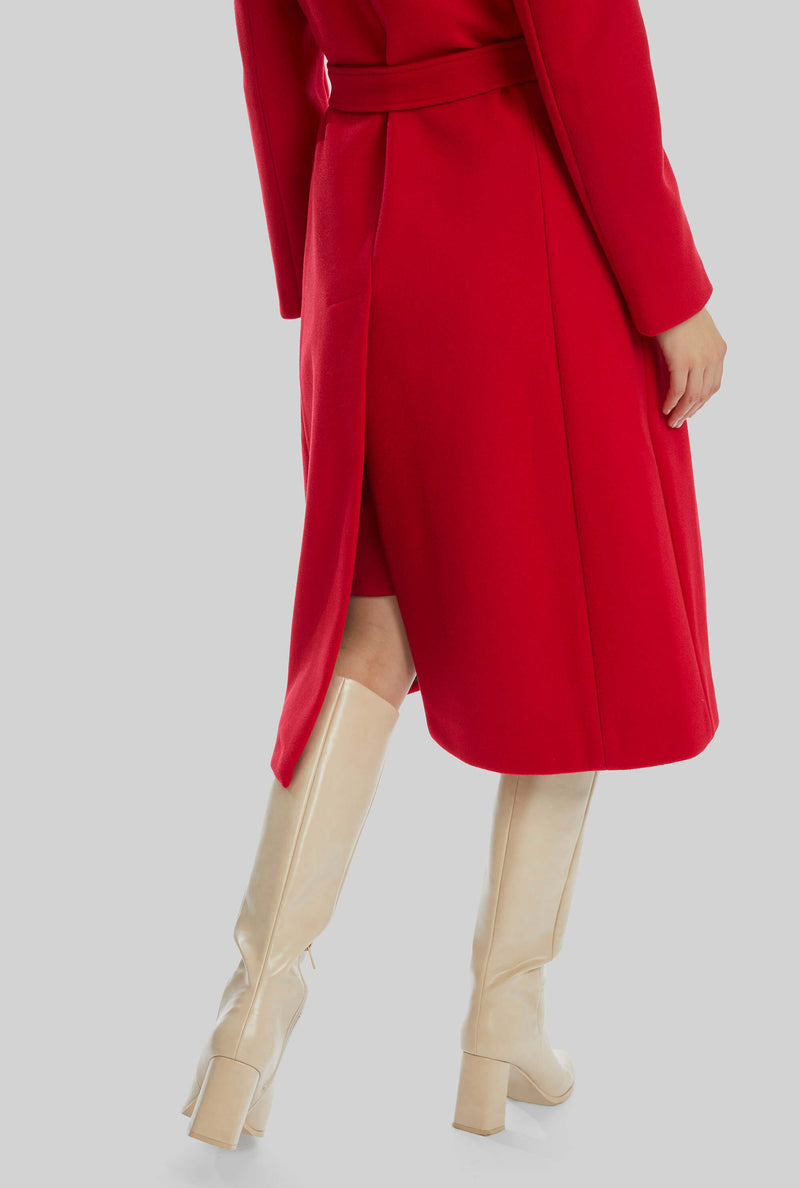 Three Buttons Belted Coat in Red