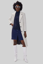 Three Buttons Belted Coat in White