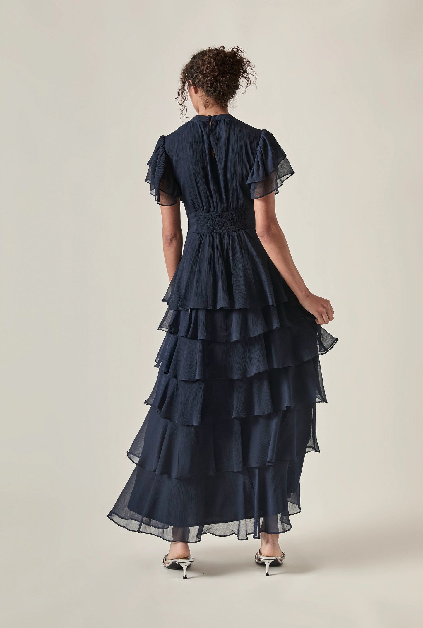 Tiered Ruffle Maxi Dress – Navy