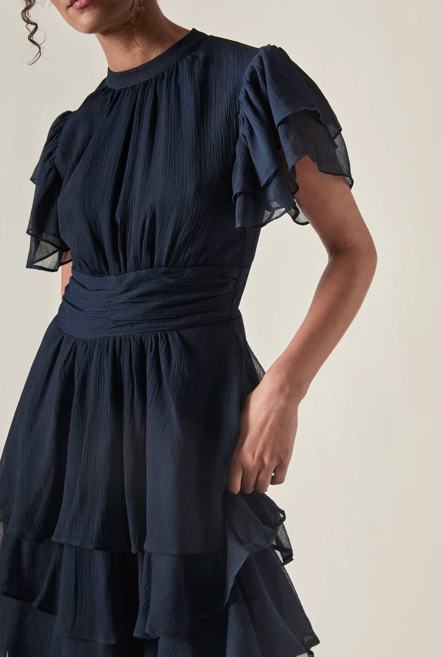 Tiered Ruffle Maxi Dress – Navy